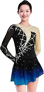 [Zagitova] Ice Figure Skating Dress for Girls with Shiny Rhinestone Gradient Patchwork Womens Competition Dance Outfits
