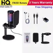 U850 Metal USB Microphone Kit USB Mic w/ RGB Light Round Base Stand for PC Game