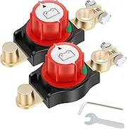 Fulasun 2Pcs Battery Disconnect Switch 12V-48V Heavy Duty Top Post Battery Cut Off Switch Negative On/Off for Cars Vehicles RVs and Boats Fulasun(Yellow)