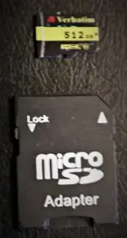 NEW, MICRO SD HC VERBATIM 512GB MEMORY CARD WITH ADAPTER