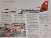 SAAB 340 Aircraft Picture Out of Print Article Spec Sheet Wall Art Decor