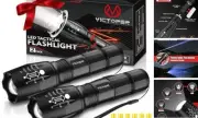 LED Flashlight 2 Pack, Bright Tactical Torch High Lumens with 5 2 PACK Black