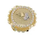 10k or 14k Two Tone Gold Praying Hands White CZ Mens Religious Ring