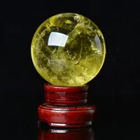 在飛比找樂天市場購物網優惠-ISONA 7A級髮絲紋巴西天然黃水晶球擺設展示 送底座