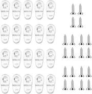 20Pcs Glass Retainer Clips Kit with Screw, Cabinet Glass Clips Glass Door Retainer Clips Plastic Glass Panel Clips Clear Mirror Clips for Fixing Glass Cabinet Doors Windows