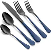 20-Piece Black and Dark Blue Silverware Set 18/0 20-Piece,