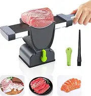 Zurligi Fresh Meat Slicer, Cleaver Kitchen Set with Cleaning Brush, for Meat Slicing Shredding, Manual Meat Cutter Food Slicer for Beef Pork Mutton for Home Cooking BBQ Hot Pot (Gray)