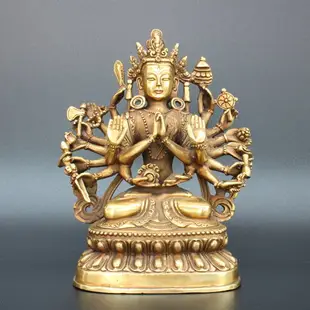 純銅十八臂準提佛母佛像擺件千手觀音銅像準胝觀音七俱胝佛母佛像
