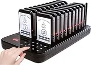 Restaurant Pager System,Wireless Social Distance Waiting Buzzer System,500M Long Range,7 Prompt Modes,Waterproof Touch Keyboard,20 Restaurant Beepers for Food Truck,Church Nursery,Coffee Shop