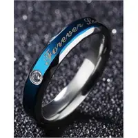 在飛比找蝦皮購物優惠-藍色鈦鋼戒指潮人個性指環forever love戒指