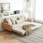 日式折疊沙發床兩用小戶型雙人抽拉床客廳多功能伸縮北歐實木沙發