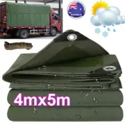 4M x 5M Heavy Duty Tarps 550GSM Tarpaulin Waterproof Camping Tent Sun Cover Army