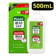 MOOV Head Lice Solution 500mL Family Pack Kill Head Lice & Eggs Quickly Nits Ego