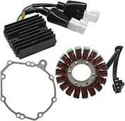 Motorcycle Voltage Regulator Rectifier+Ignition Magneto Stator Coil+Generator Cover Gasket Compatible with CBR1000 CBR1000RR 2004-2007
