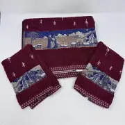 Set of 3 Vintage Santens Christmas Towels 2 Hand/1 Bath Manger Scene NWT Cotton