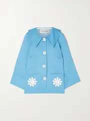 [SINDISO KHUMALO] SINDISO KHUMALO - Pumla Floral-print Cotton-gabardine Jacket - Light blue - UK 14 UK 14 Blue