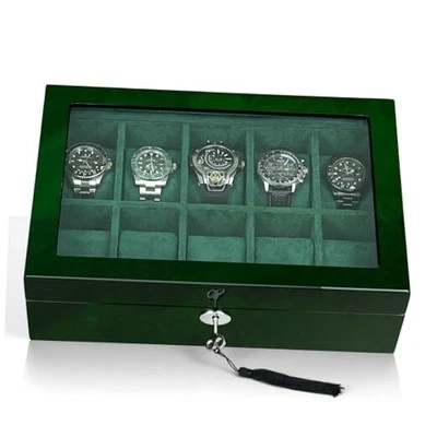 Watch Box for Men 10 Watches Storage Organizer Case, Smart Watch Display,