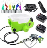 Portable Airless Paint Sprayer, 500W HVLP Spray Gun,with 2*Battery,6 Adjustable Speed, 1.7L Capacity, 1.5m Hose,for Furniture, Cabinets, Fence, Walls,Garden Chairs Etc
