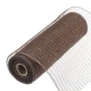 10 Inch Glitter Poly Burlap Mesh for Mesh Ribbon 10 Yard Dark Chocolate & Gold