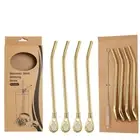 Stainless Steel Yerba Mate Bombilla Gourd Drinking Straws Set Spoon Filter 7''