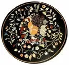 Black Marble Side Table Top , Nature Art Coffee Table Top , Marble Lawn Table