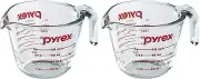 Pyrex Prepware 1-Cup Glass Measuring Cup, Clear with Red Measurements, Pack of 2
