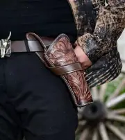 LEATHER WESTERN PALIN CROSS DRAW GUN HOLSTER FITS TO 4" TO 6" BARREL GUN HOLSTER