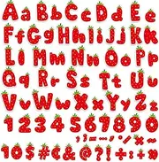 Qyeahkj 260 PCS Strawberry Bulletin Board Letters and Punctuation Cutout Sweet Berry Alphabet Chalkboard Decoration Fruit Themed Classroom Letters Poster Home Wall Door Window Display School Supplies