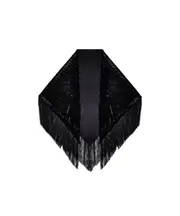 fringe-detail shawl One size black