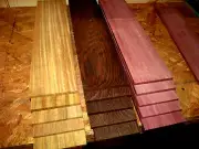 15 PIECE MULTIPAK THIN EXOTIC AFRORMOSIA, WENGE, PURPLEHEART 12" X 3" X 1/8"