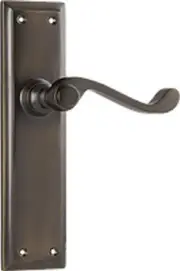 Tradco Milton Lever Door Handle on Long Backplate Antique Brass