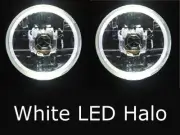 Leyland Mini Cooper Moke Morris Minor Jaguar Austin WHITE LED Halo 7" headlight