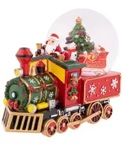 Northlight 8.25in Santa Driving The Christmas Train Musical Snow Globe