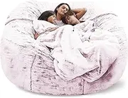 HHCTEBEC Bean Bag Chair Cover(Cover Only,No Filler),Big Round Soft Fluffy PV Velvet Washable Bean Bag Lazy Sofa Bed Cover for Living Room Bedroom Dorm Office,G-110 * 50cm