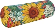 GuoChe Yoga Meditation Bolster Pillow Spring Cute Flowers Rustic Colorful Bedding Essentials Round Neck Roll Pillow 5.5" x 17" Outdoor Round Pillows Cylinder Pillow Case Back Support Pillow
