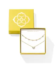 Kendra Scott Ari & Haven Pave Heart Necklaces in 14K Gold Plated, Set of 2