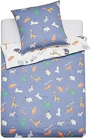 YEPINS Children's Bed Linen, 100 x 135 cm, Baby Bed Linen, 100% Cotton, Reversible Bed Linen, 2-Piece Children's Bed Linen + Pillowcase 40 x 60 cm,