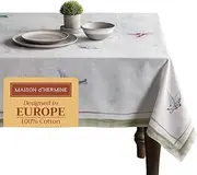 Maison d'Hermine Table Cloth Rectangle Table 100% Cotton 60 x 90 Inches Tablecloth Reusable Decorative for Dining Room, Farmhouse, Home, Party, Festive & Wedding Spring Summer - Flying Birds