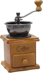 AIMALL Vintage Manual Coffee Grinder with Adjustable Coarseness – Retro Wooden Hand Crank Coffee Bean Mill with Drawer for Espresso, French Press, Herbs, Spices