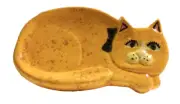 +++Sealife L*83 179.190 Ceramic Glazed Yellow Cat w/Bow Spoon Rest