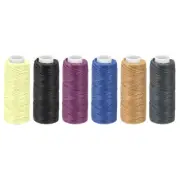 Waxed Leather Thread Set 33 Yard 0.8mm 150D/16 Polyester Cords, Cold Colors 6pcs