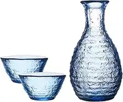 Glass Sake Set Japanese Sake Set 1 Sake Pot and 2 Sake Cup Transparent Glass Used for Home Party Sake Gift Set Sake Drinking Set