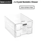2 x Stackable Organiser 2 Drawer Kitchen Office Multipurpose Storage Container