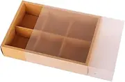 AIMALL 50pcs Mooncake Soufflé Boxes – Red andor Kraft Colour, Durable 8.74 x 5.9 x 1.96 Inch Packaging for Mid-Autumn Cakes and Pastries