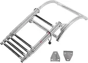 4-Step Boat Dock Ladder, 304 Stainless Steel Folding Deck Ladder, Anti-Slip & -Proof for Sailboats, Yachts, and Swimming Pools