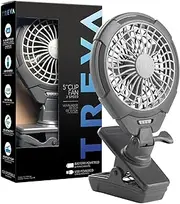 O2COOL Treva 5 Inch Two Speed Battery & USB Powered Clip On Fan - Slim and Portable Cooling Travel Fan with USB - Gray