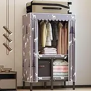 Canvas Wardrobe 85x50x172cm Wardrobes for Bedroom, Portable Wardrobe, 1 Hanging Rails Folding Wardrobe, Folding Collapsible Fabric Storage Box for Wardrobe