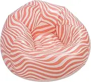 Inflatable Couch Chair, PVC Strip Pattern Blow Up Lounger Lightweight Portable Sofa, Foldable Relaxing Bean Bag Chair Ergonomic Design for Home Outdoor Camping Travel (Rosy)