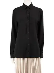 Black Strap Detail Buttoned Shirt