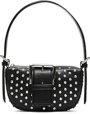 [Steve Madden] AXIS Rim Set Crystal Shoulder Back with Buckle, Black, Black, One Size